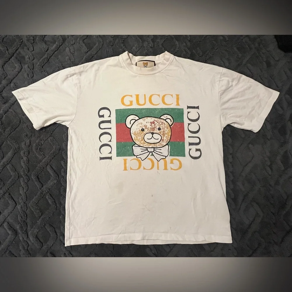GUCCI x KAI COLLECTIVE Teddy Bear Logo Tee T Shirt White Yellow Green Red Black - Picture 4 of 10